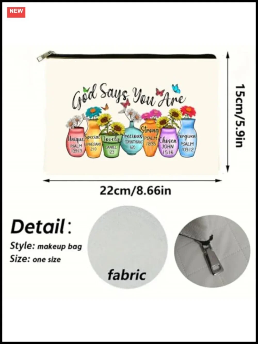 Canvas Polyester Cosmetic Bag Makeup Organizer Travel Pouch Zipper